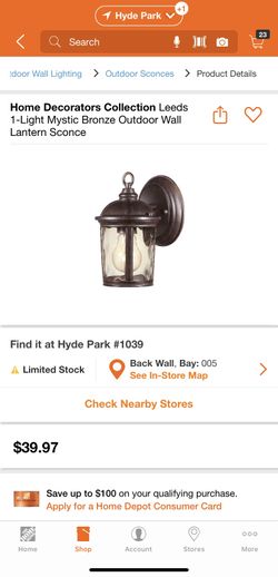 Home decorators collection. Small exterior wall lantern.