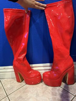 Red Platform Boots