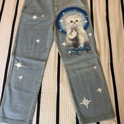 RIPNDIP Sprinkles Wide Leg Blue Denim Jeans