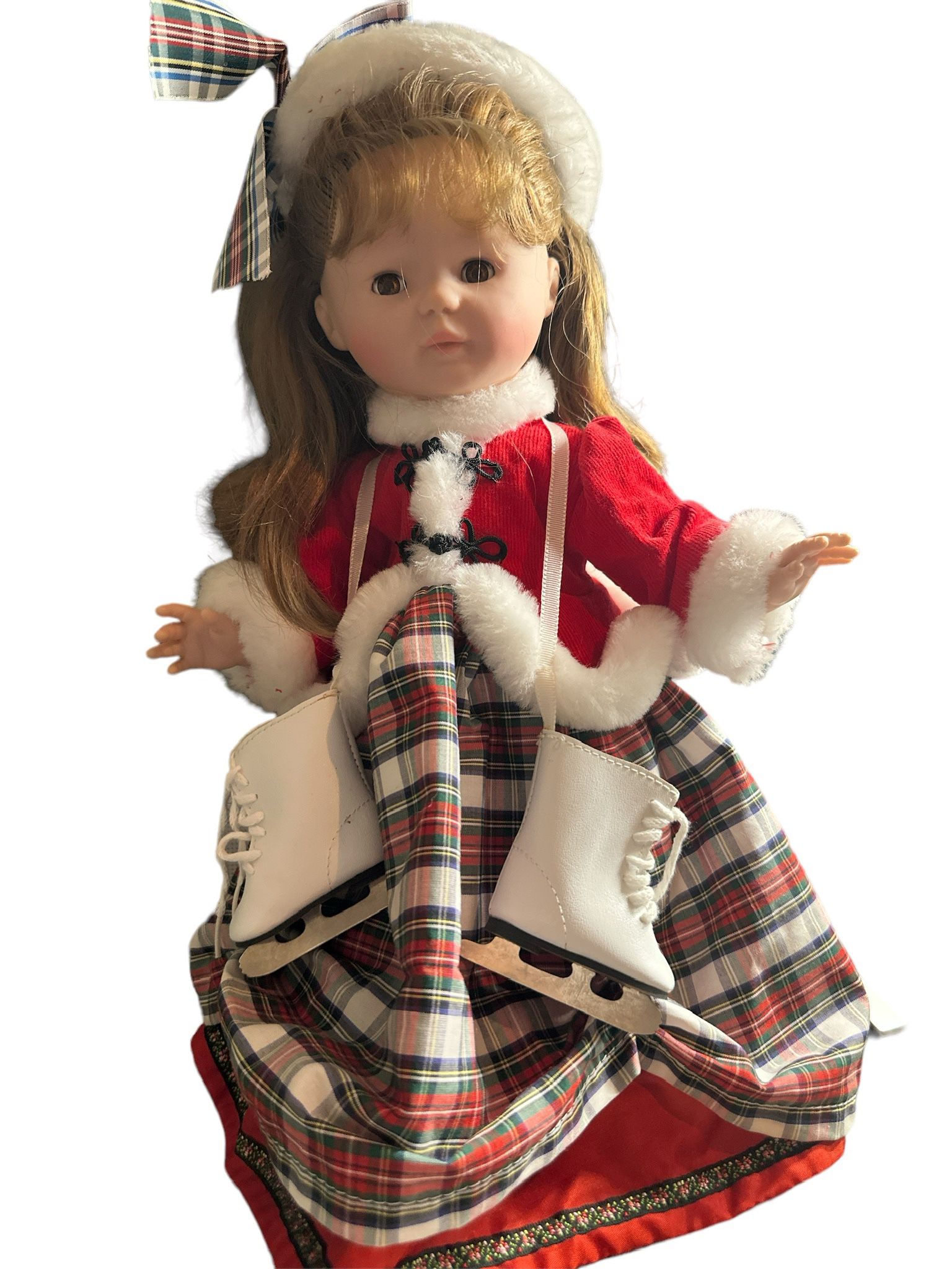 Doll 16” vinyl corolle les poured 1988 Christmas French play doll no original box. T-195