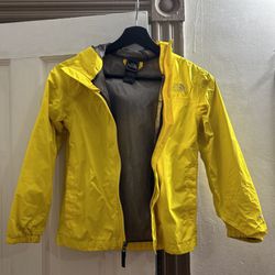 Boys North Face Hyvent Yellow Rain jacket Size 7/8