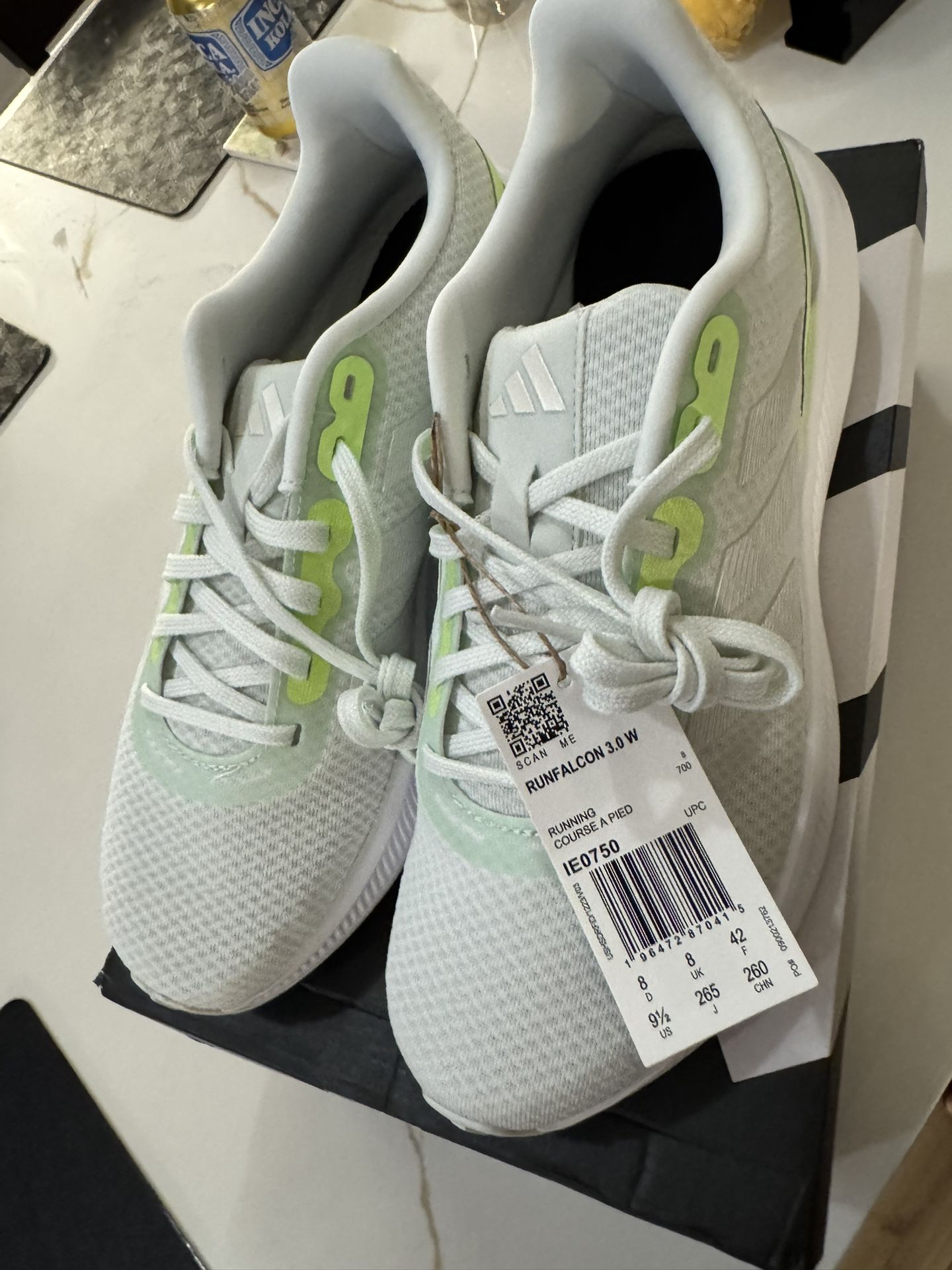 Adidas Runfalcon 3.0 Shoes Womens Size 9.5 White Green Running Sneakers IE0750