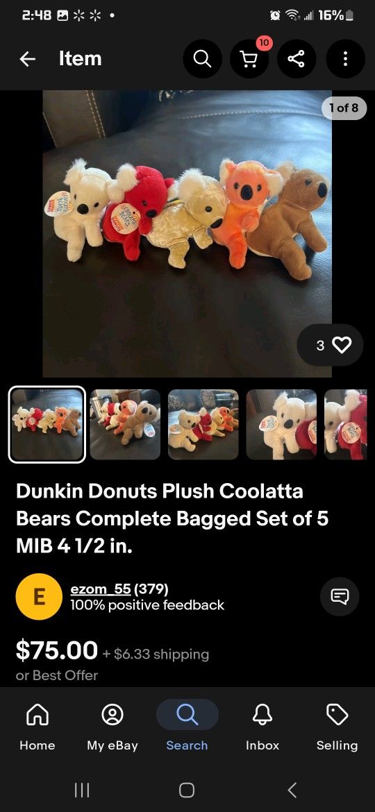 Dunking Plush Coolatta Bears 3 OF 5