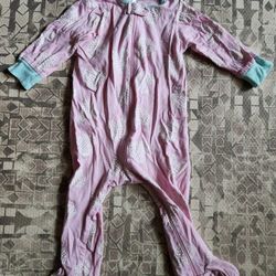 Gerber 6-9M 100% Cotton Pink and Turquoise Footie Pajamas