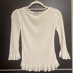 Vintage Morgan Tricot White Bell Sleeve Ruffle Top 🤍