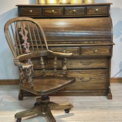 UNIQUE Roll Top Desk And Chair 