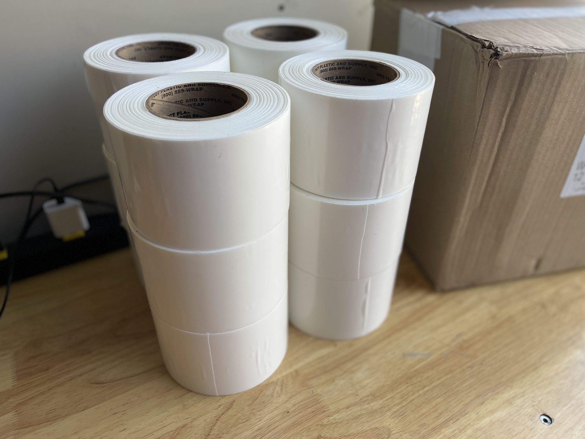 Pro-Tect Plastics Case (12 Rolls to a Case) of 4" x 55 yds (165') 9.5 mil White Heat Shrink Tape