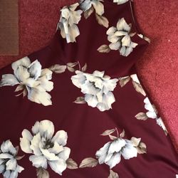 Red maroon Xs floral dress