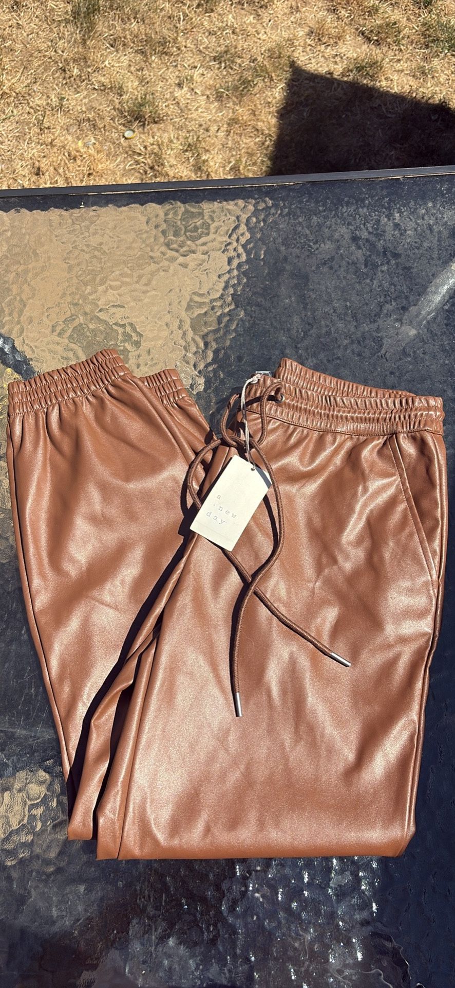 NWT A New Day Faux Leather Joggers – Brown (XS)