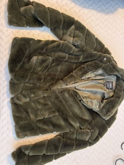 Olive Green Faux Fur Coat 
