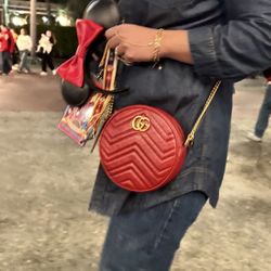 Gucci Red Marmont Round Mini Leather 