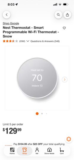 Google Nest Smart Wi-Fi Thermostat – Snow