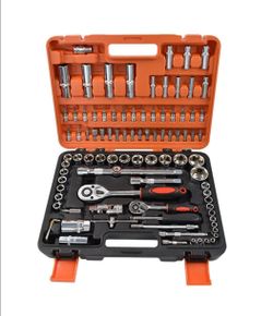 1/4" & 1/2" Tool Box 94pcs Hand Tool Sets Car Repair Tool Kit Set Mechanical Tools Box for Home Socket Wrench Set Ratchet Screwdriver Kit