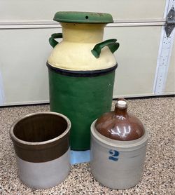 Antique stoneware and milk jug collection