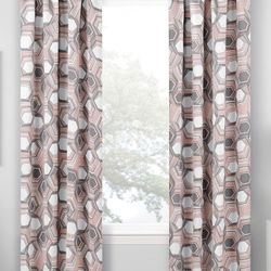 Blackout Window Curtains (14 panels) - Pink & Gray- 84”L