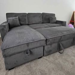 ✅️✅️Grey  Color Convertible Sectional W/ Cup Holder & W/ USB Port✅️✅️