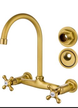 Brushed Gold Wall-Mount Kitchen Faucet