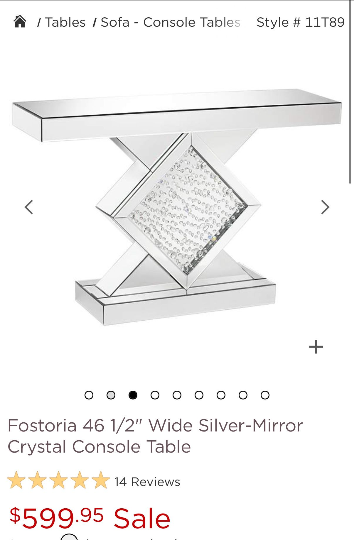 Silver Mirror Crystal Console