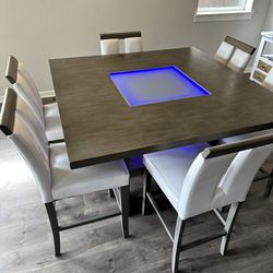 Kitchen Table With Six Chairs And Led Lights