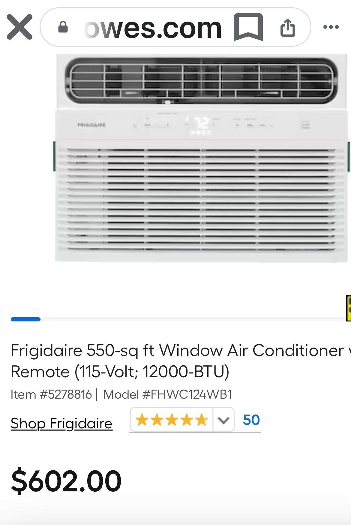 12,000 Btu Frigidaire Ac