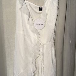 SHEIN White Ruffle Wrap Around Dress Size 1XL