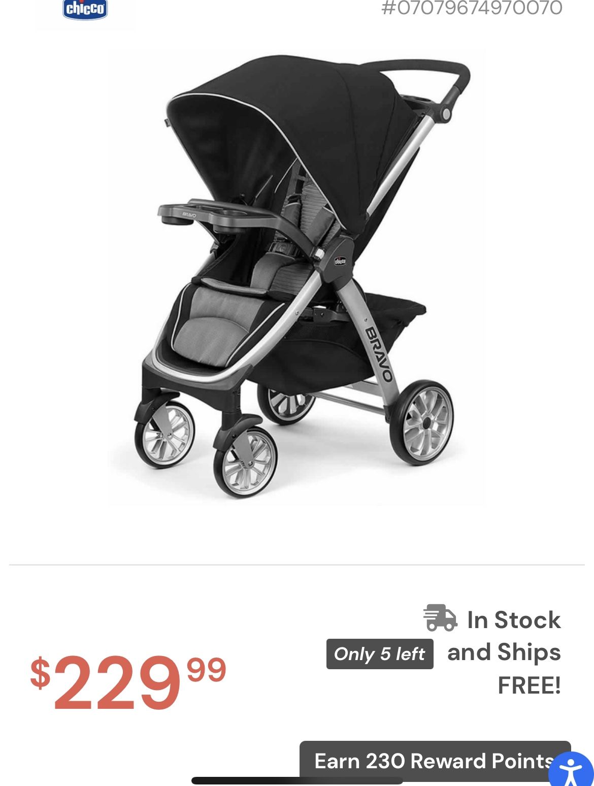 Brand New Never Used “Chico “Bravo Stroller 