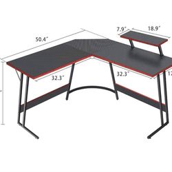 Carbon Fiber L Shaped Desk With Monitor Stand