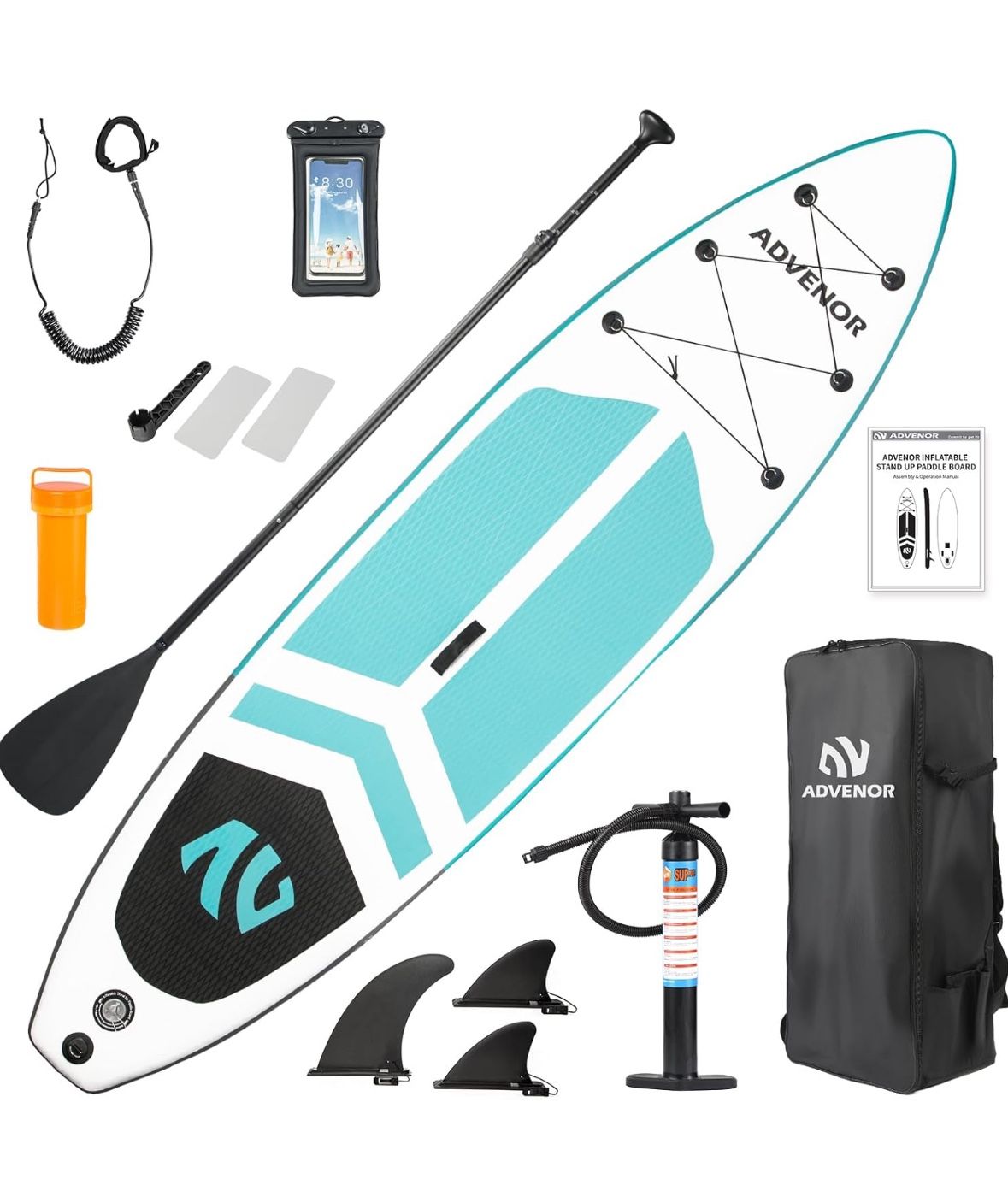 ADVENOR Paddle Board 11'x33 x6 Extra Wide Inflatable Stand Up with SUP Accessories Including Adjustable Paddle,Backpack,Waterproof Bag,Leash,and Hand