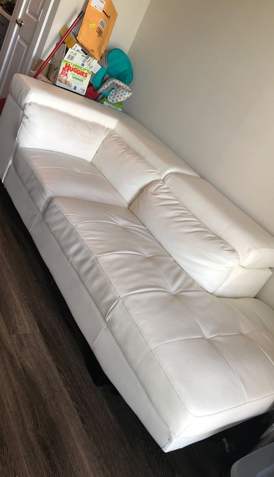 Large White Leather Sectional