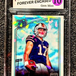 Josh Allen Buffalo Bills MVP Cracked Ice Holographic Football Rookie Card Graded 10 Gem Mint Limited Edition Rare