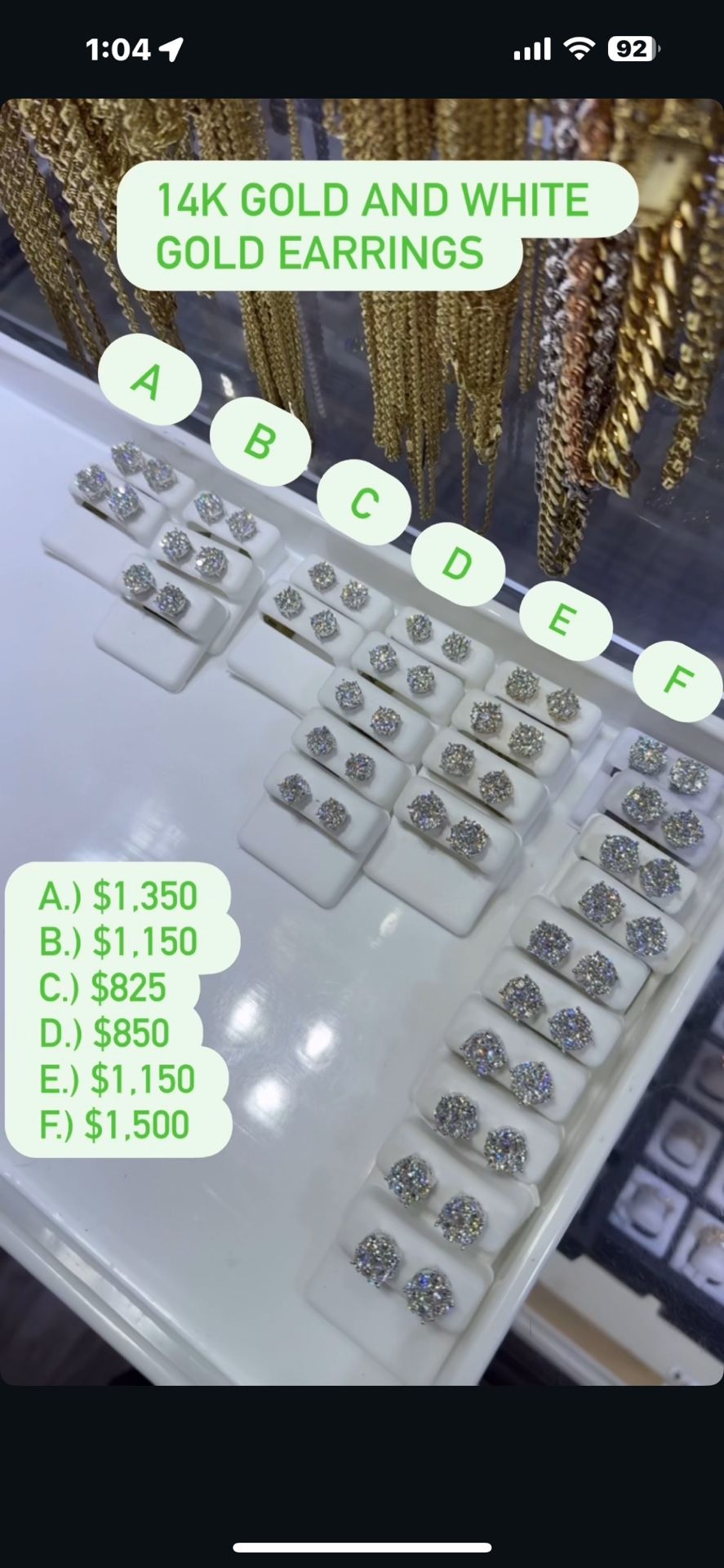 14K GOLD AND WHITE GOLD DIAMOND EARRINGS !