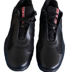 Prada Shoes Men's America's Black Leather Cup Sneakers Prada Men Size 11.5 Us