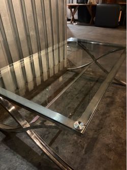 Modern Glass Coffee Table – Metal Frame