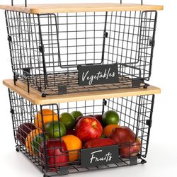 Kitchen Baskets With Bamboo Top