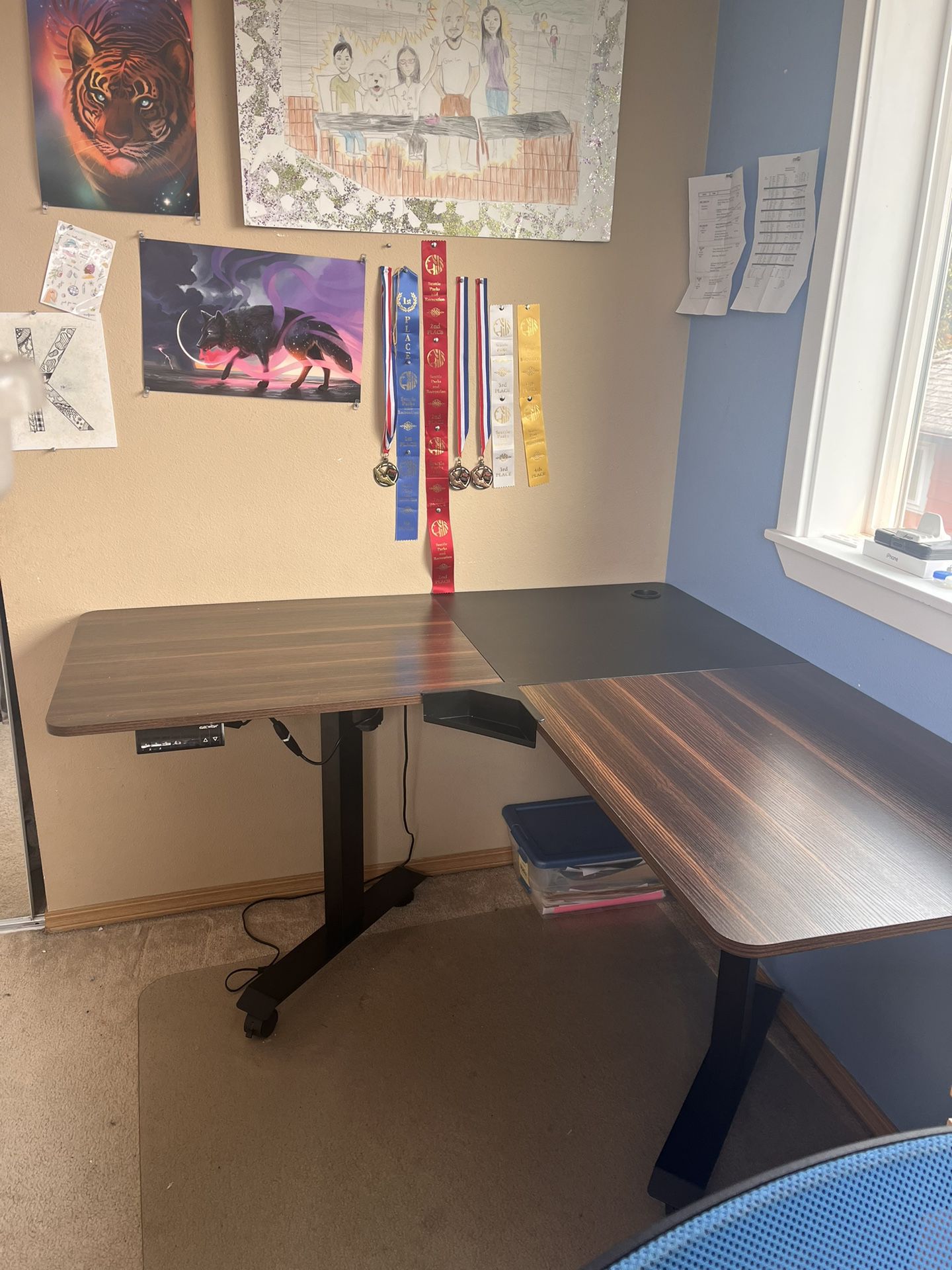 Sit / Stand L-Shaped Corner Electric Height Adjustable Desk