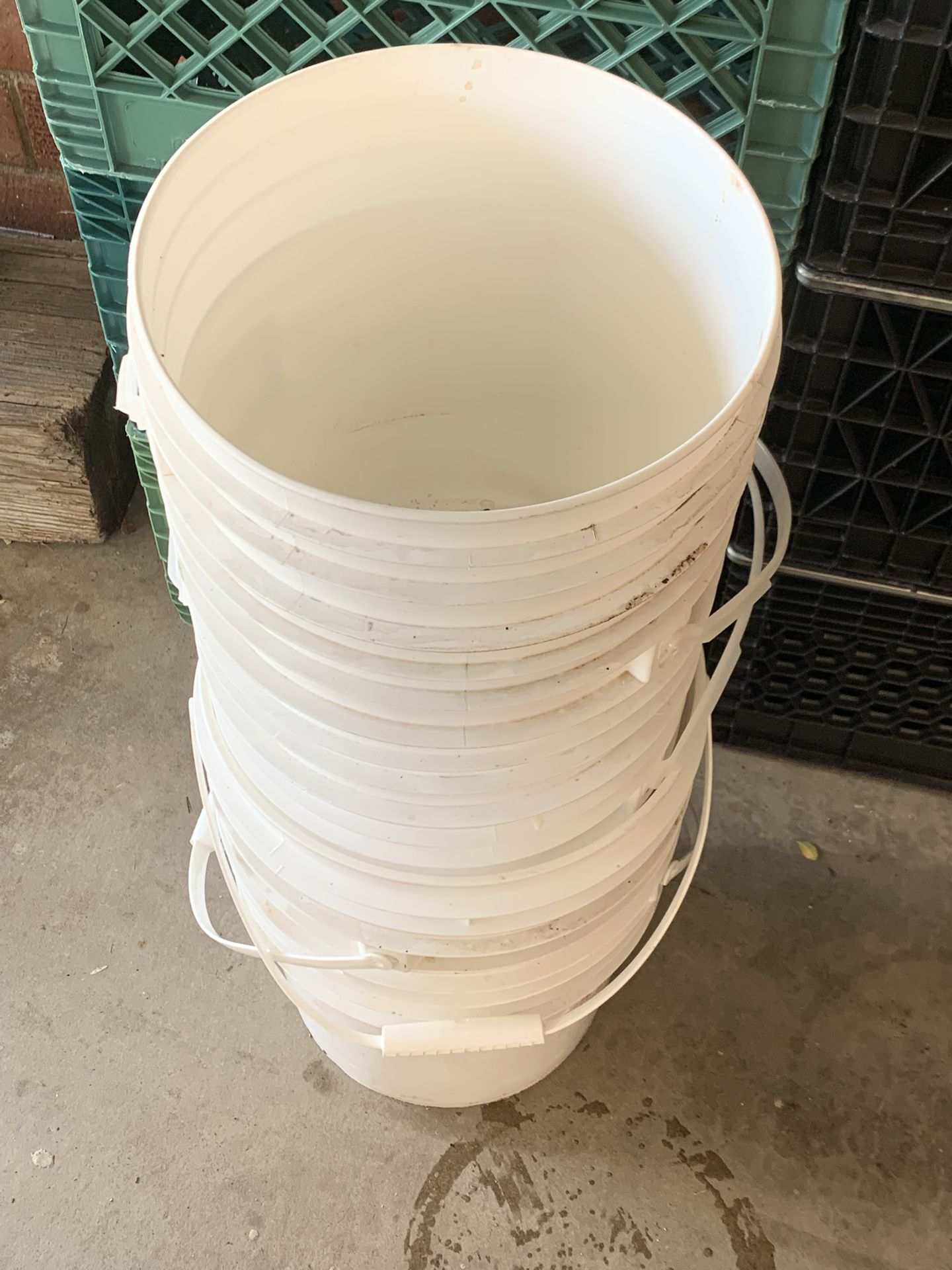 Many White Buckets Available Useful Items