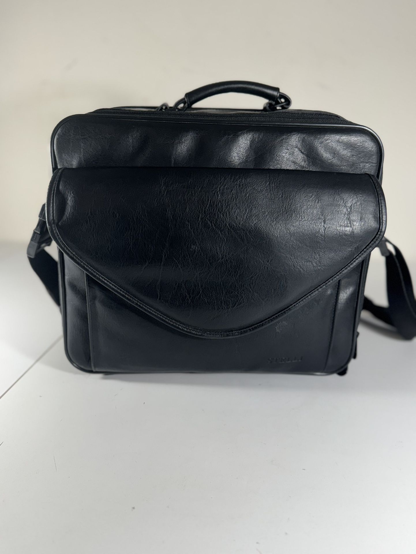 STELLi Laptop Bag Carrying Case 14”x12”x6” LEATHER. Black,Notebook,