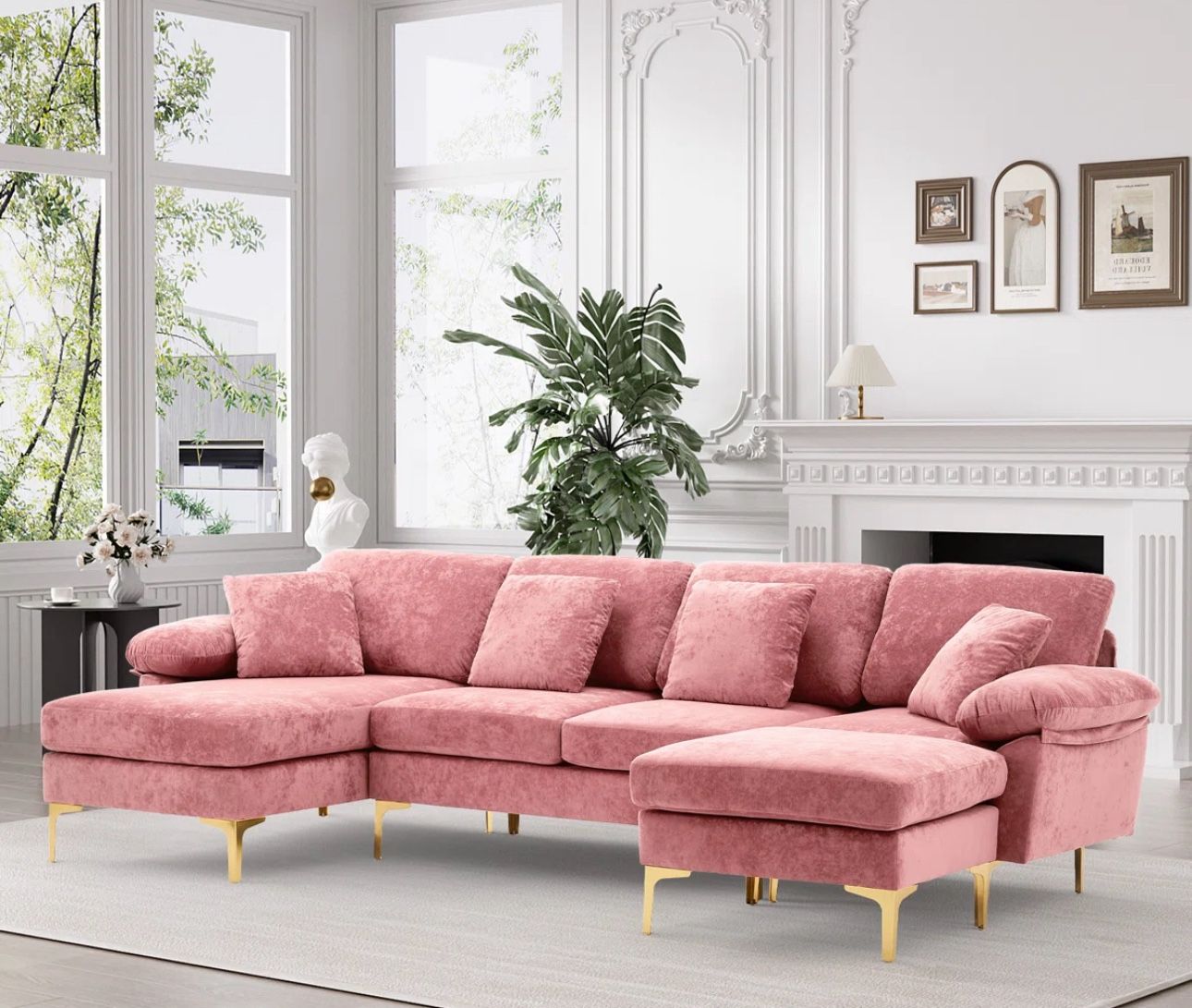 Pink Velvet Sectional
