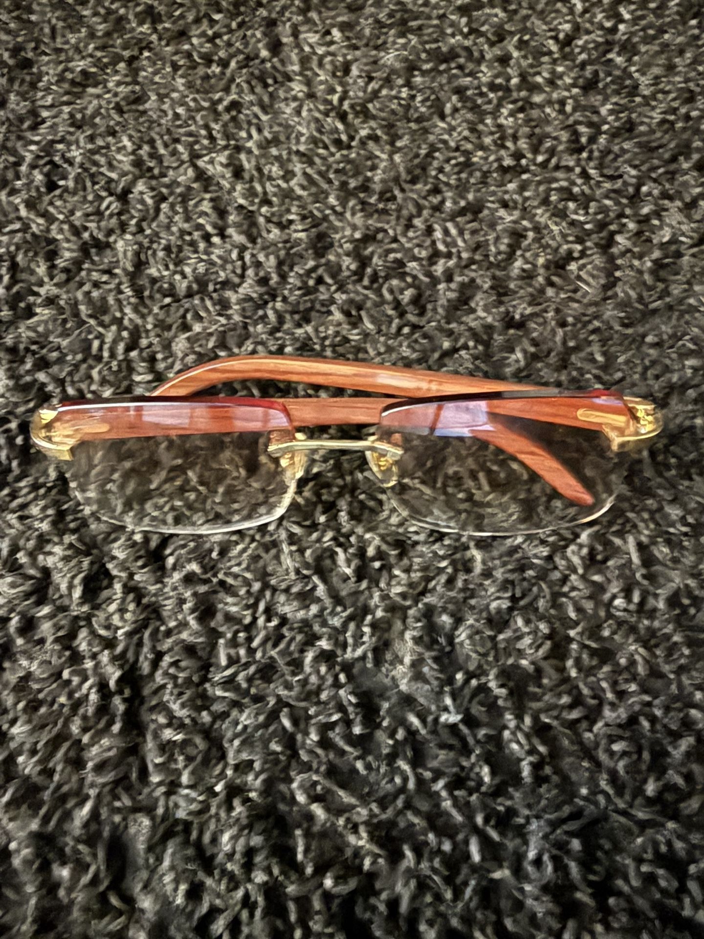 Authentic Cartier CT0052O 008 Sunglasses Gold Brown Wood