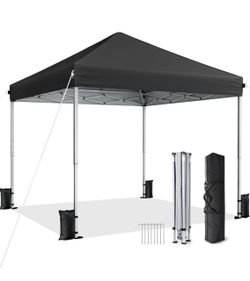 10 × 10 Black Pop-Up Canopy Tent — Open Box