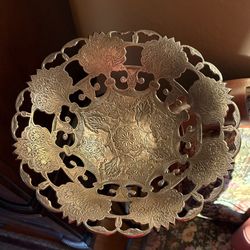 Vintage Footed Metal Bowl Filigree-Style 