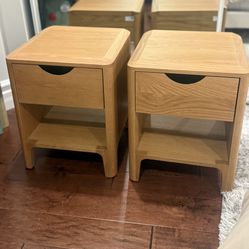 Pair Of Scandinavian Mcm Oakwood Nighstands (2)