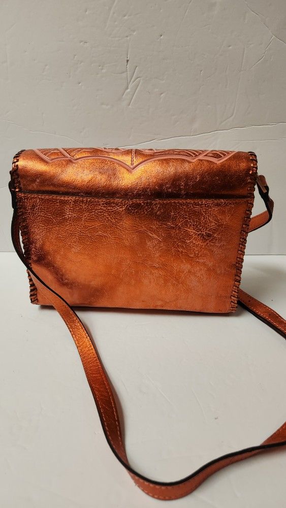 Patricia Nash Tooled Leather Sarola Crossbody Burnt Coral Bag