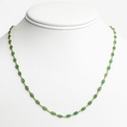 18K 750 Yellow Gold Emerald Station Necklace – 18" Length