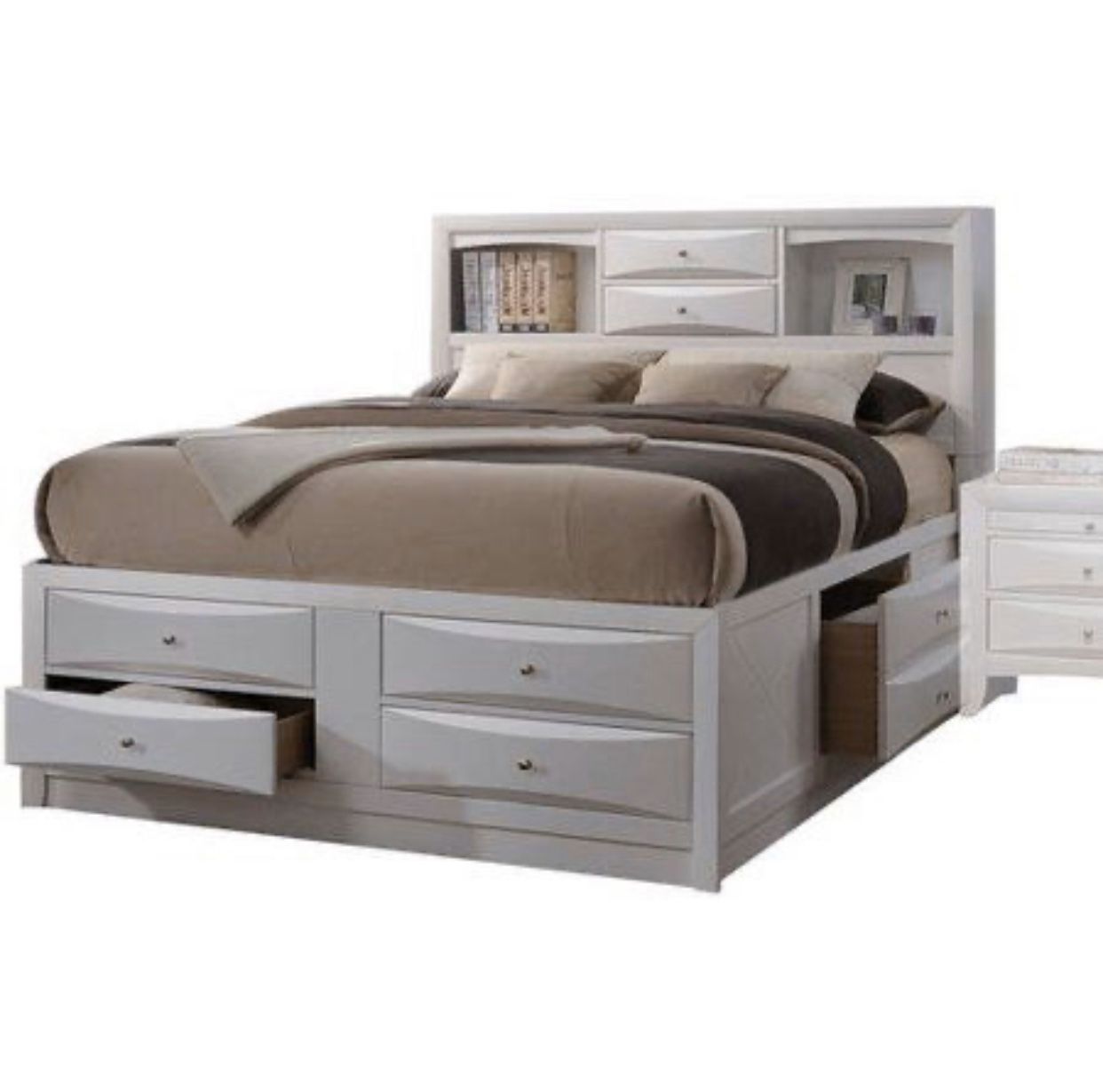 Acme Ireland Queen Bed with Storage only, White