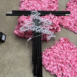 Pink Flowers Backdrop Panels 20 Pieces With Stand.