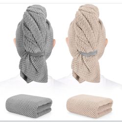 BEoffer 2 Pack Microfiber Hair Towel - 41 x 24 inches Super Sof