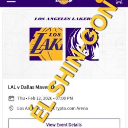 Lakers vs Mavericks 4 Tickets Feb 12th Section 321 Row 6 $175 EA 