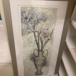 Silver Thatch Framed Lily Art Print In Vase 44 X 25