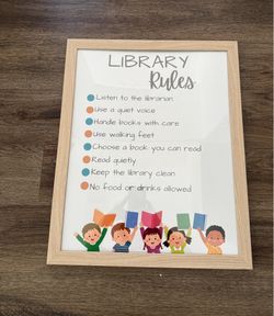 Library Rules sign